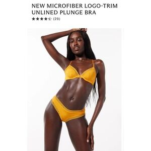 SAVAGE X FENTY 38H NEW MICROFIBER LOGO-TRIM UNLINED PLUNGE BRA‎ NWT